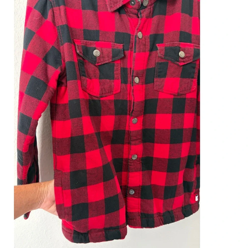 Tommy Bahama Boys Buffalo Plaid Sherpa Lined Flannel Shirt Jacket Size 14 XL